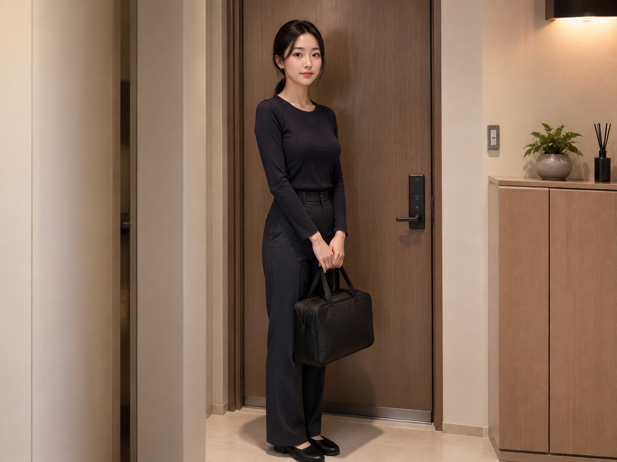인천 검단구 방문 홈케어 일정을 준비하는 젊은 성인 한국 여성 관리사